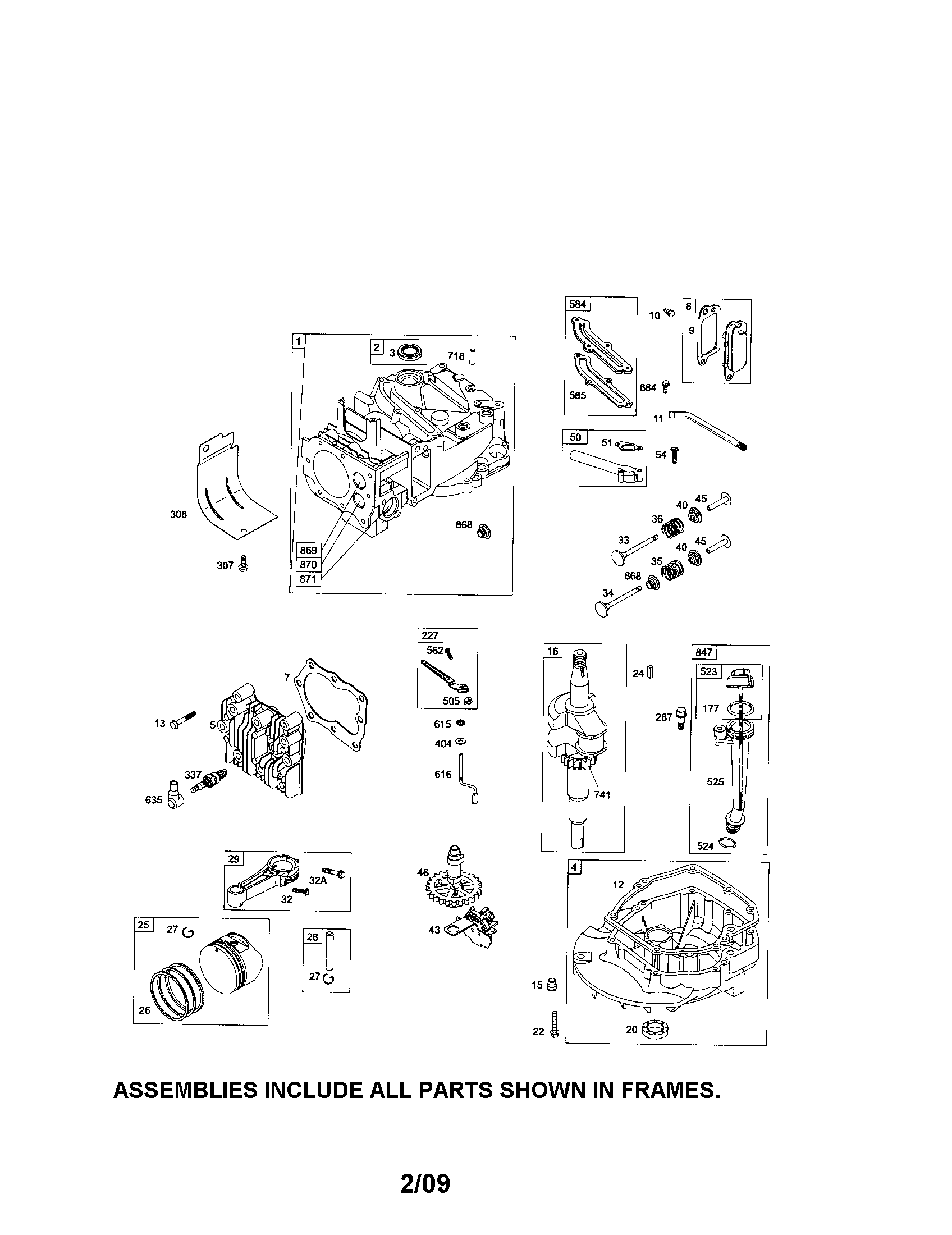 Cylinder/crankshaft/sump