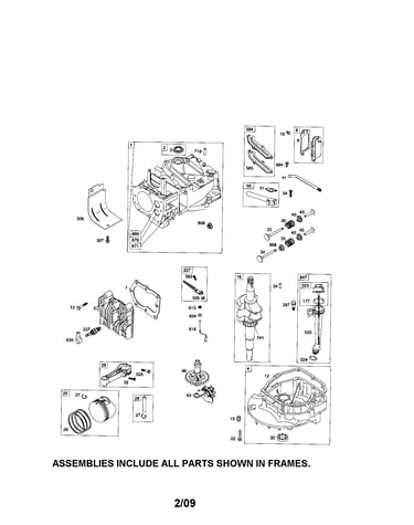 Cylinder/crankshaft/sump