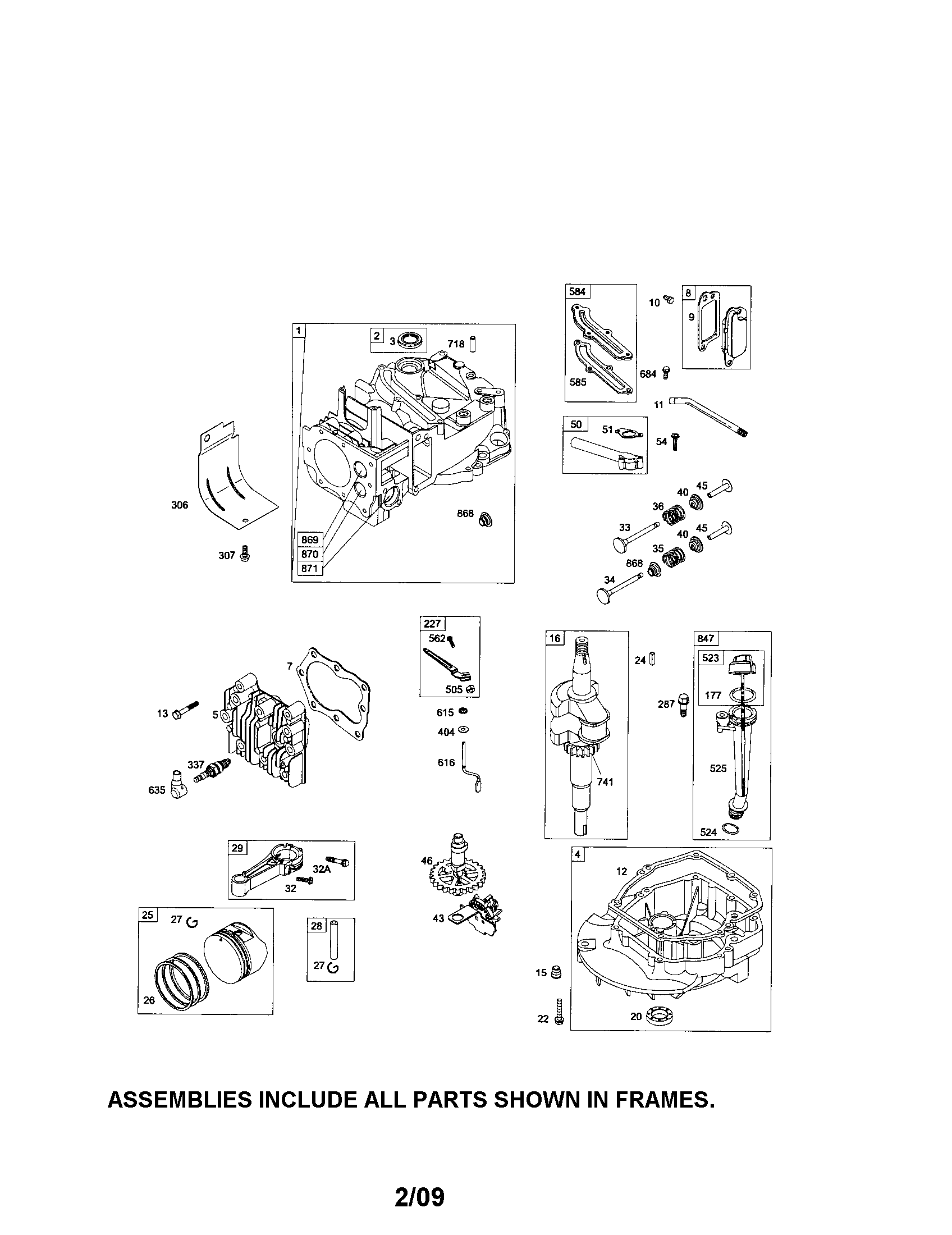Cylinder/crankshaft/sump