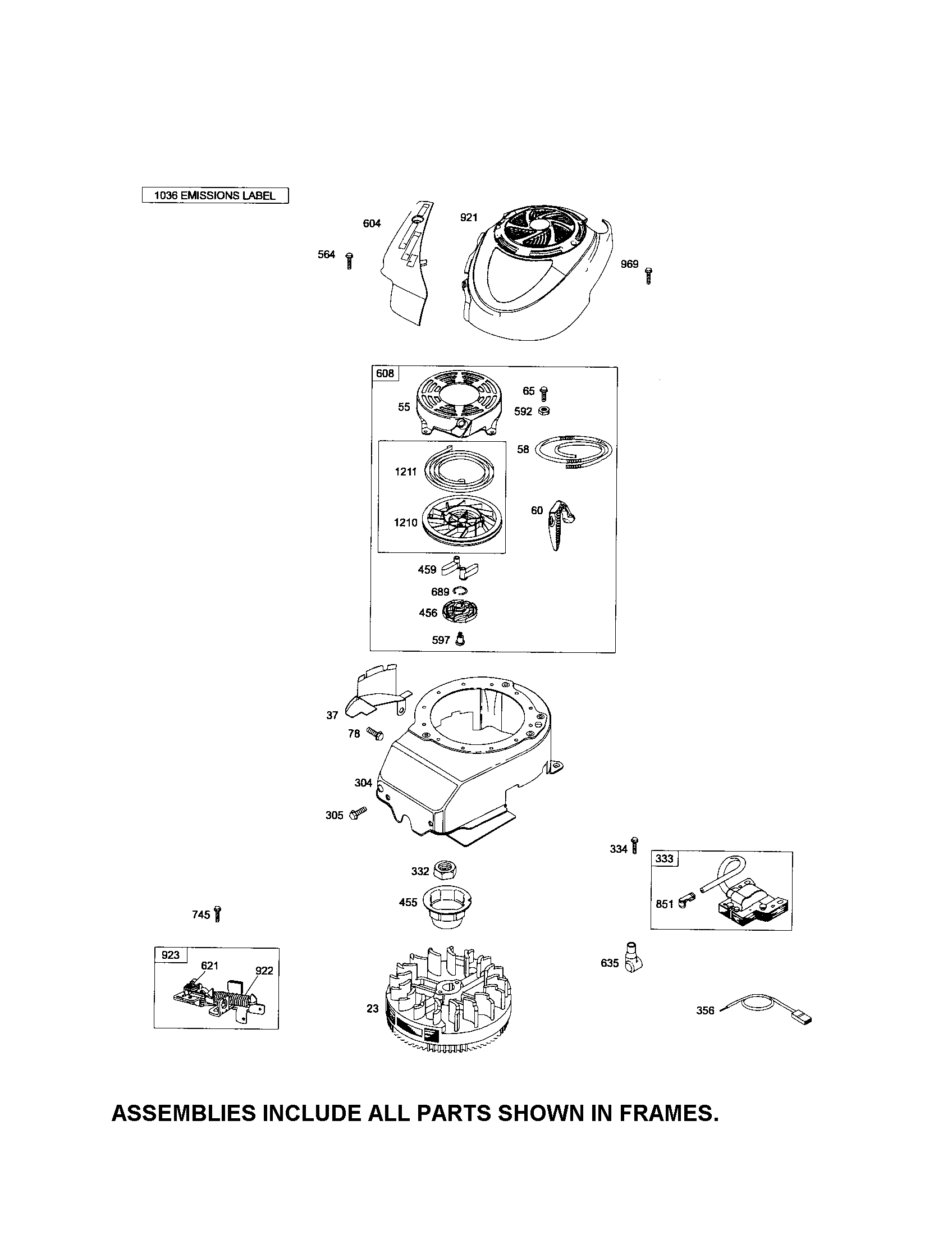 Rewind starter/blower housing