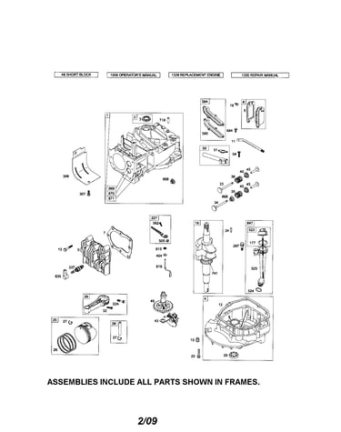Cylinder/crankshaft/sump