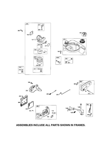 Carburetor/muffler/fuel tank