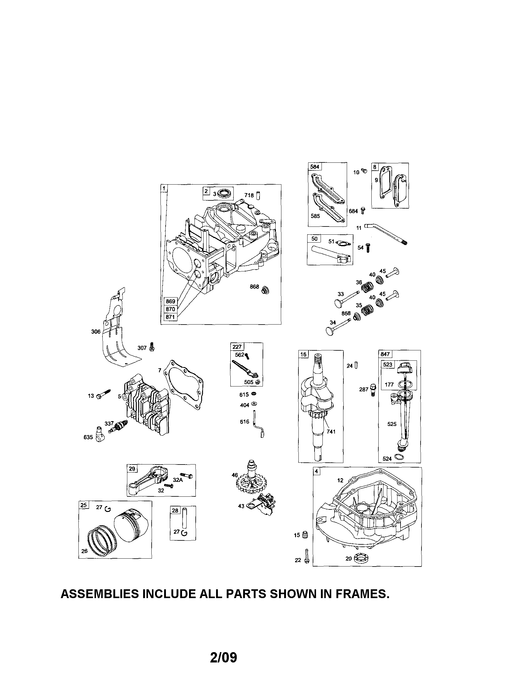 Cylinder/crankshaft/sump