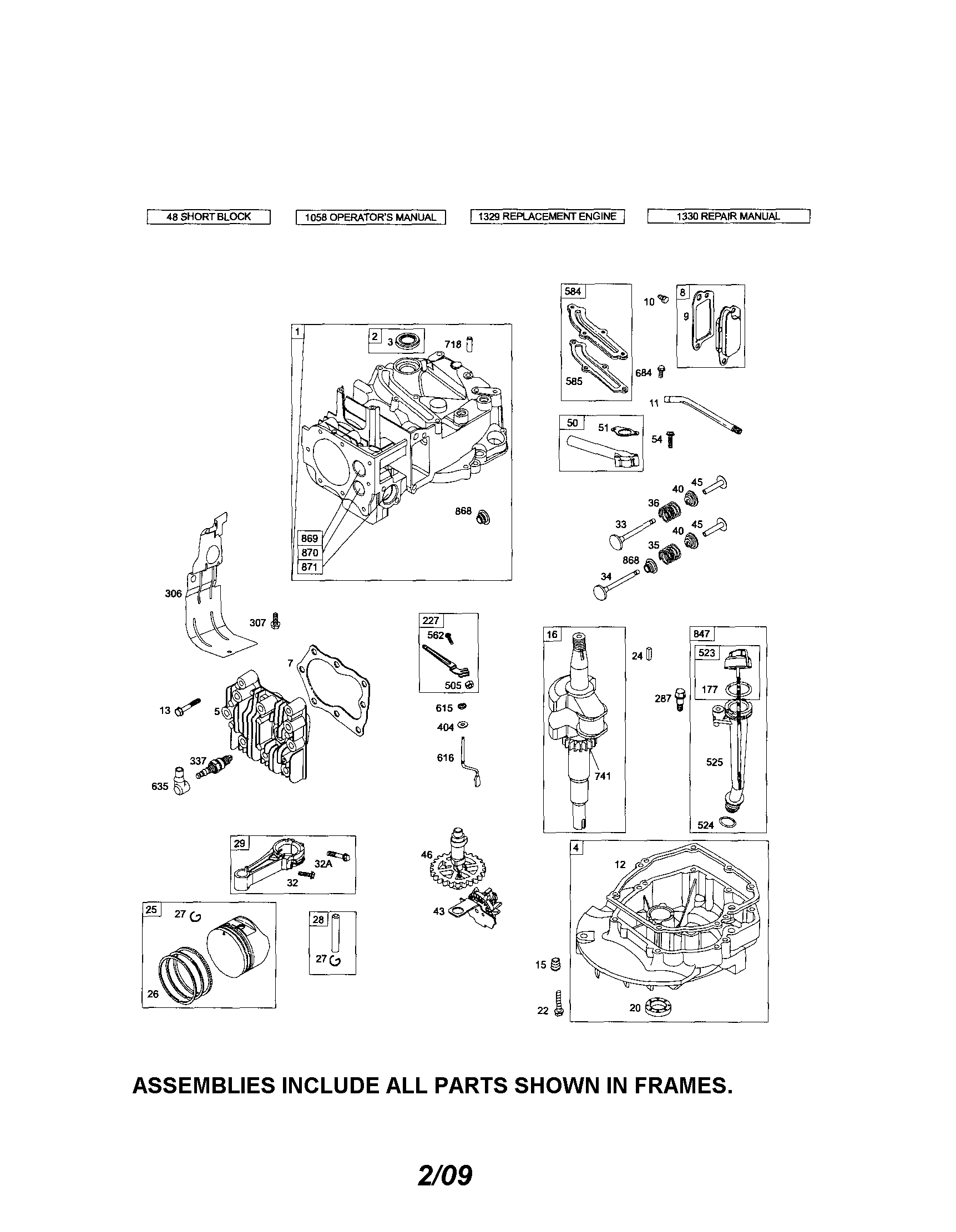 Cylinder/crankshaft/sump