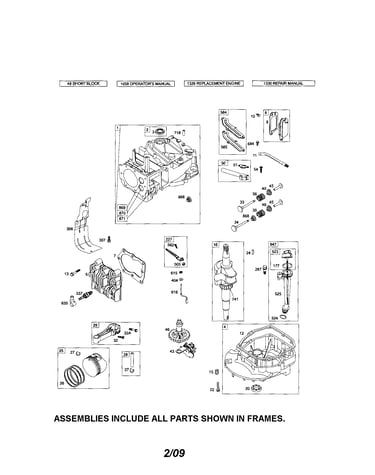 Cylinder/crankshaft/sump