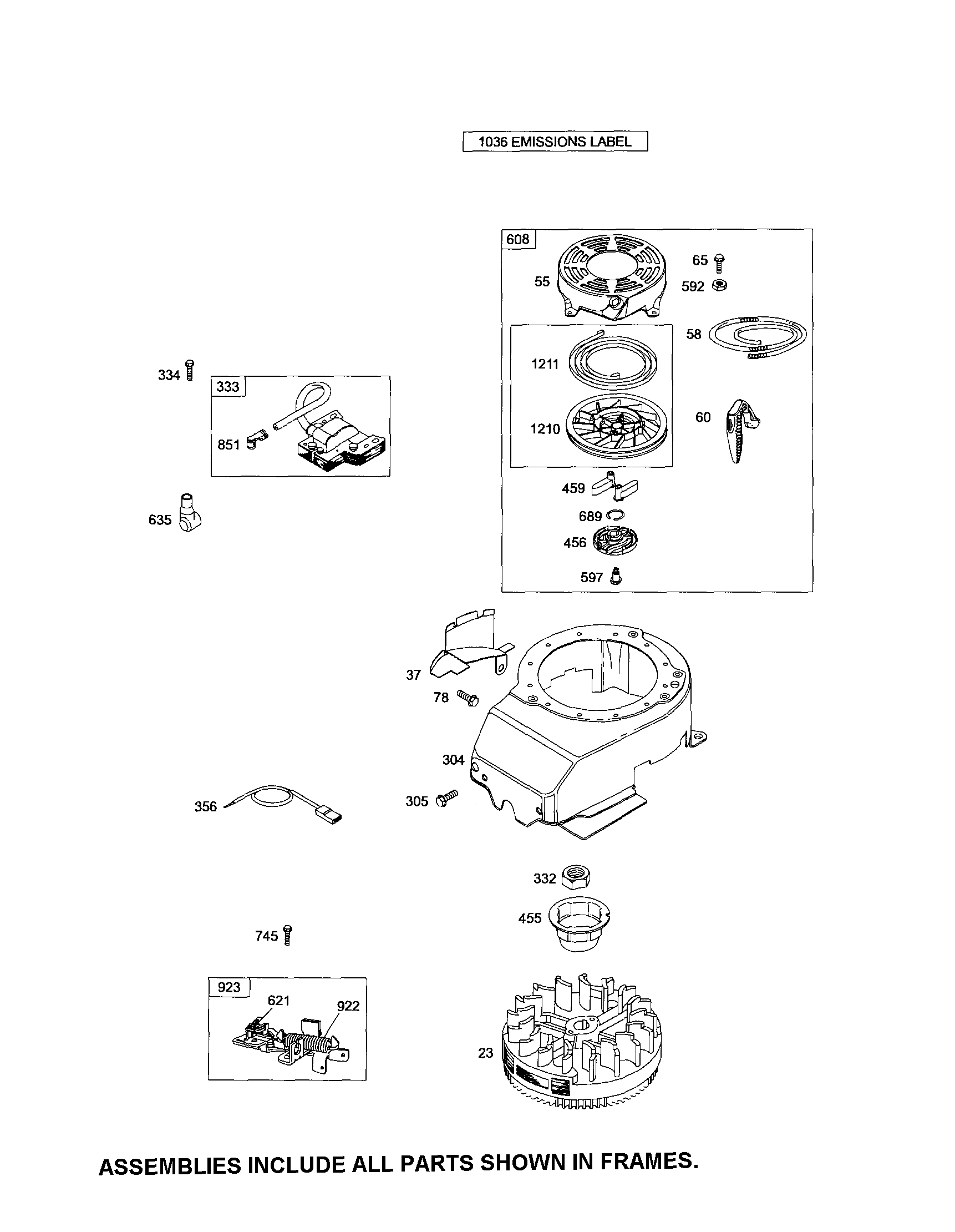 Rewind starter/blower housing