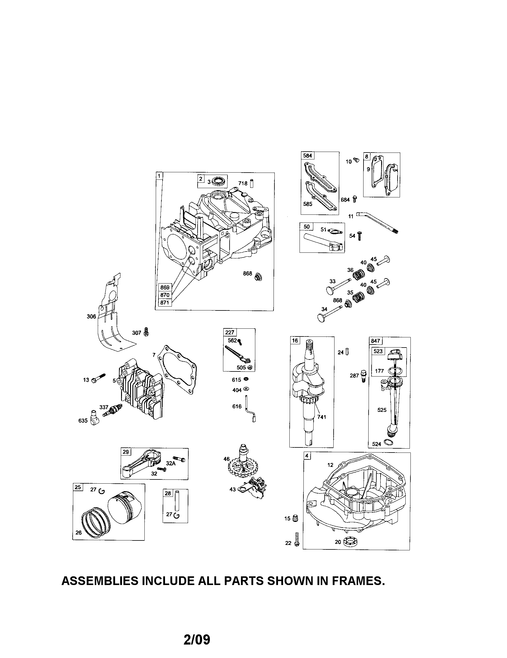 Cylinder/crankshaft/sump
