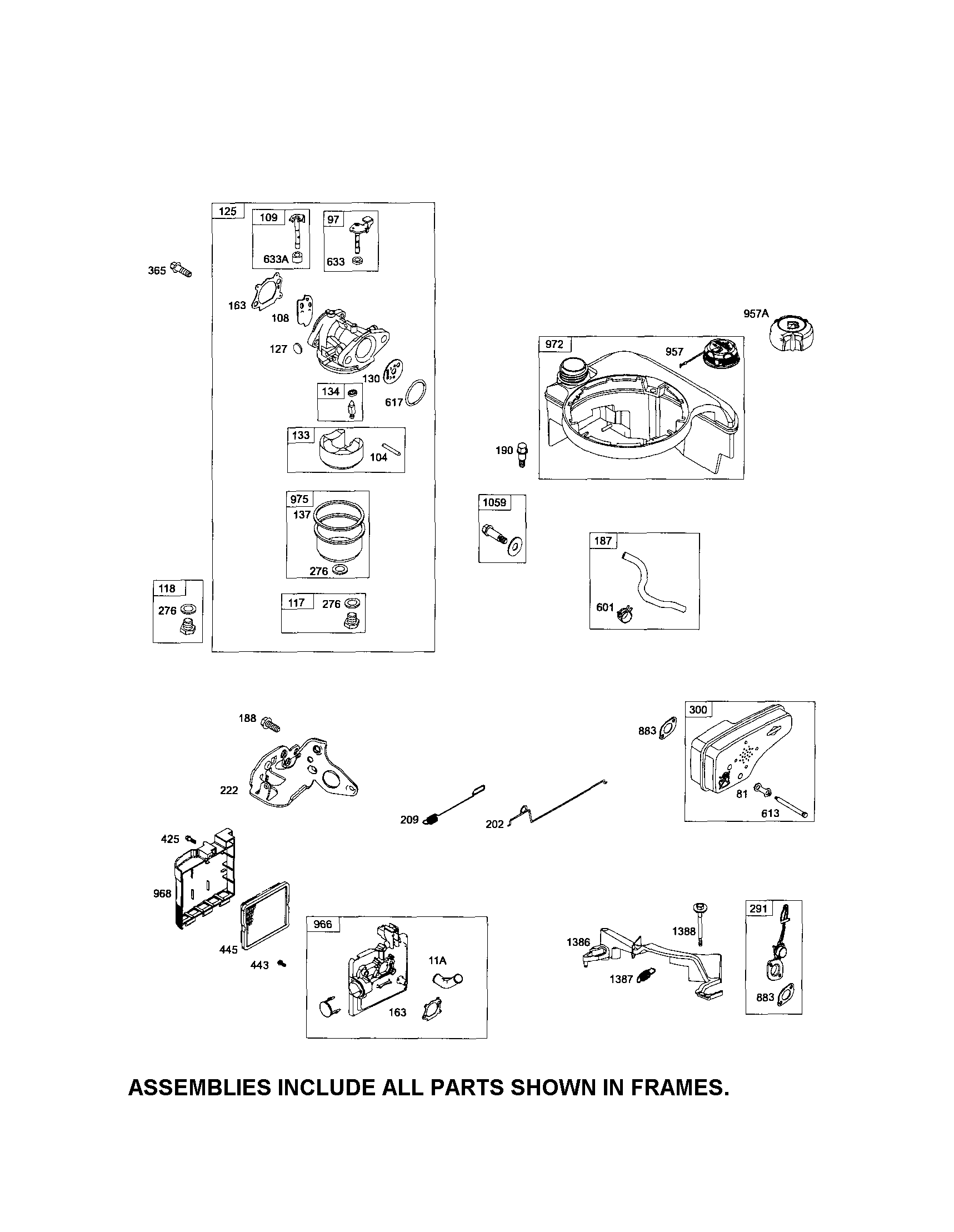 Carburetor/muffler/fuel tank
