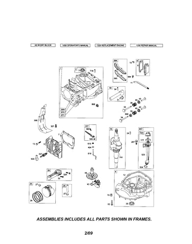 Cylinder/crankshaft/sump