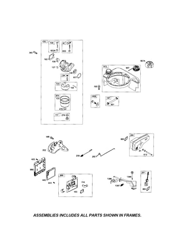 Carburetor/fuel tank/muffler