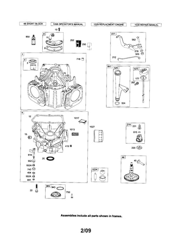 Cylinder/sump/dipstick