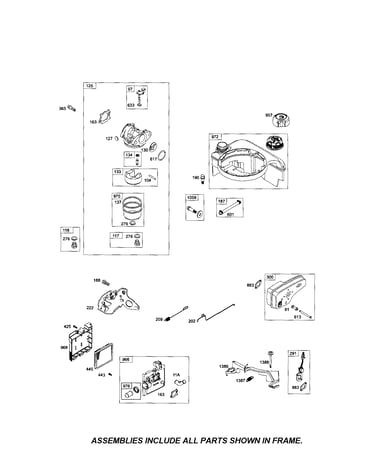 Carburetor/fuel tank/muffler
