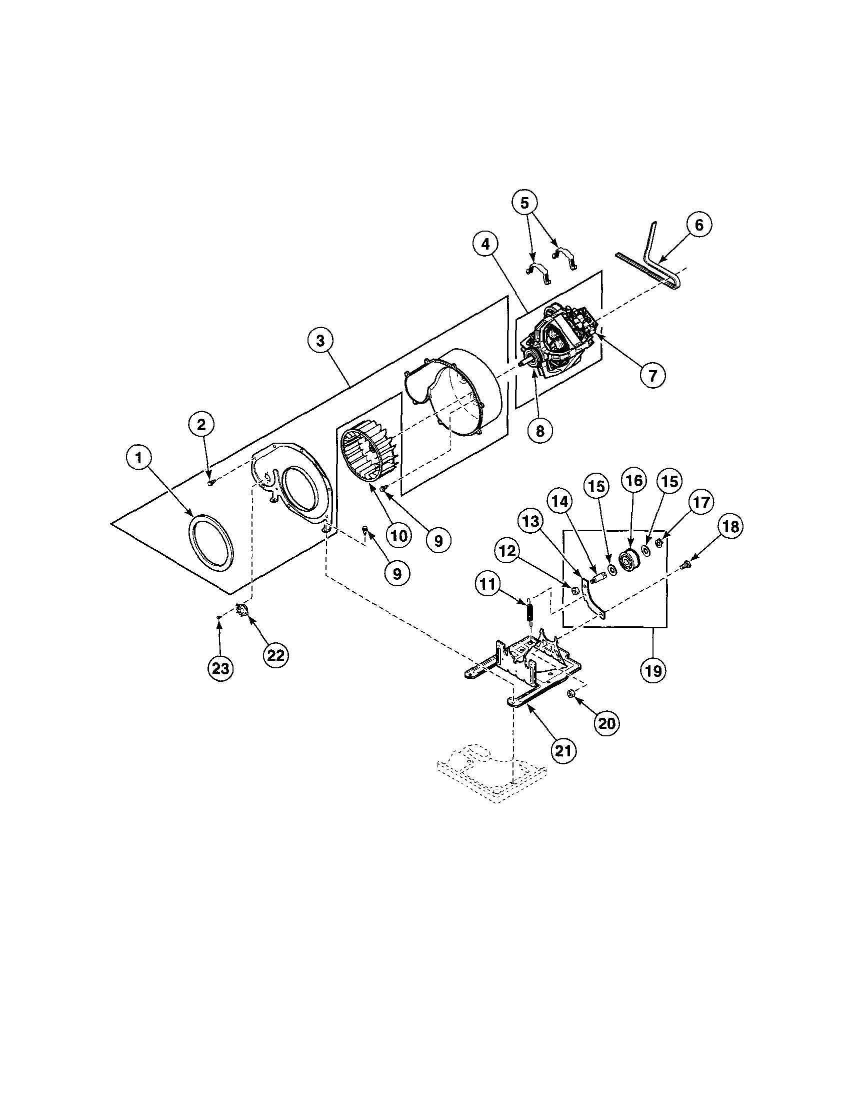 Motor/exhaust fan/belt