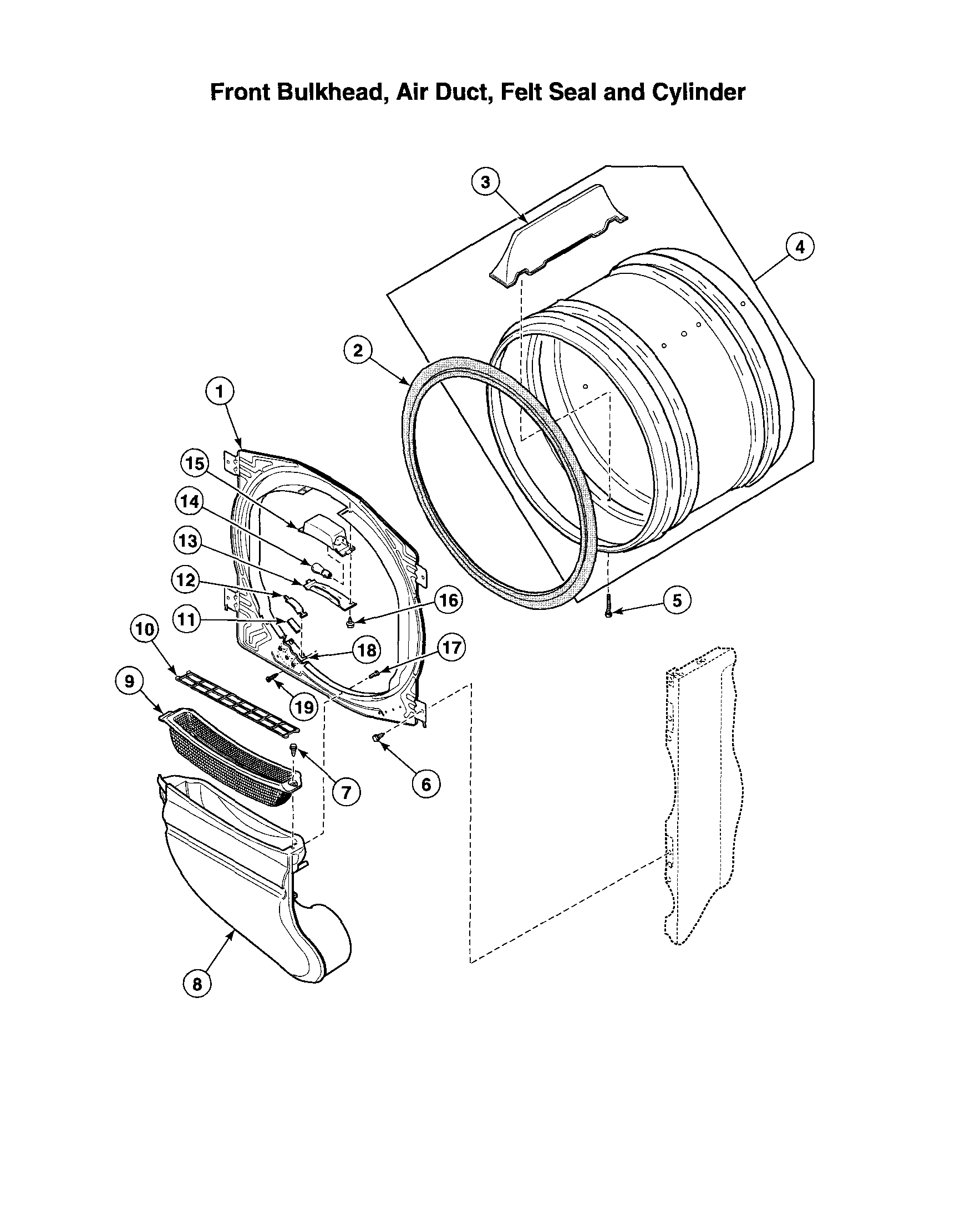 Front bulkhead/air duct/felt seal