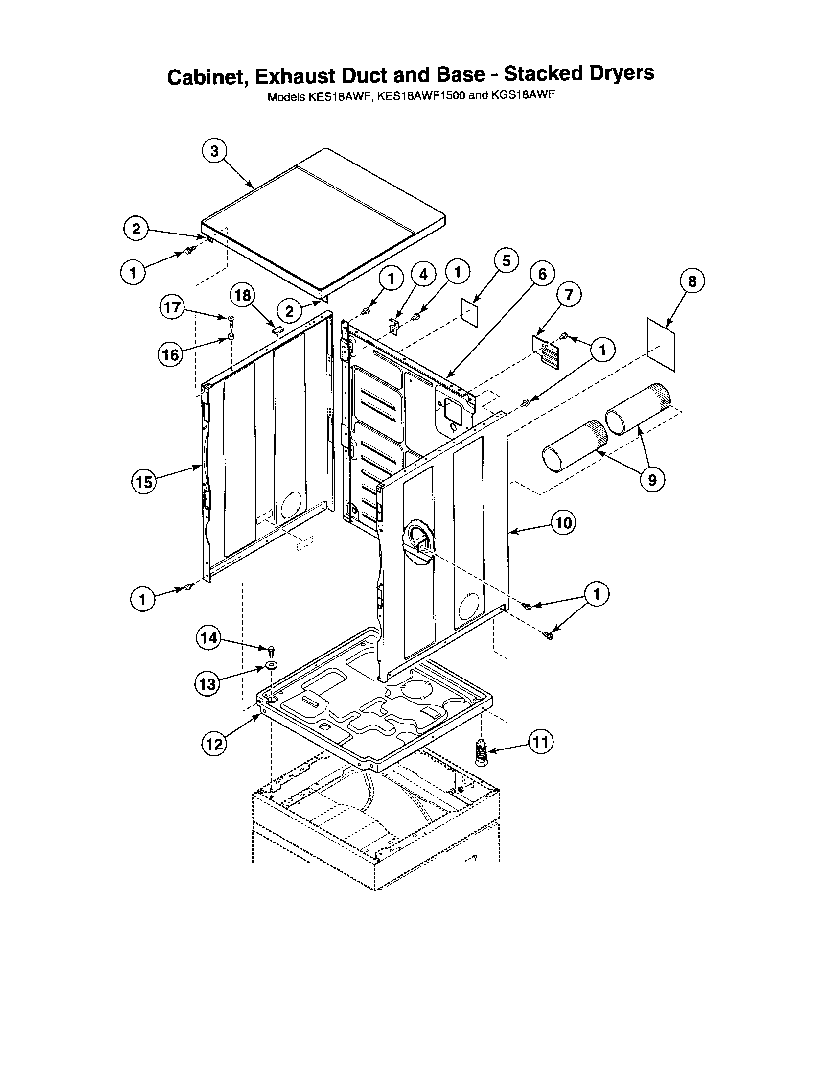 Cabinet/exhaust duct/base