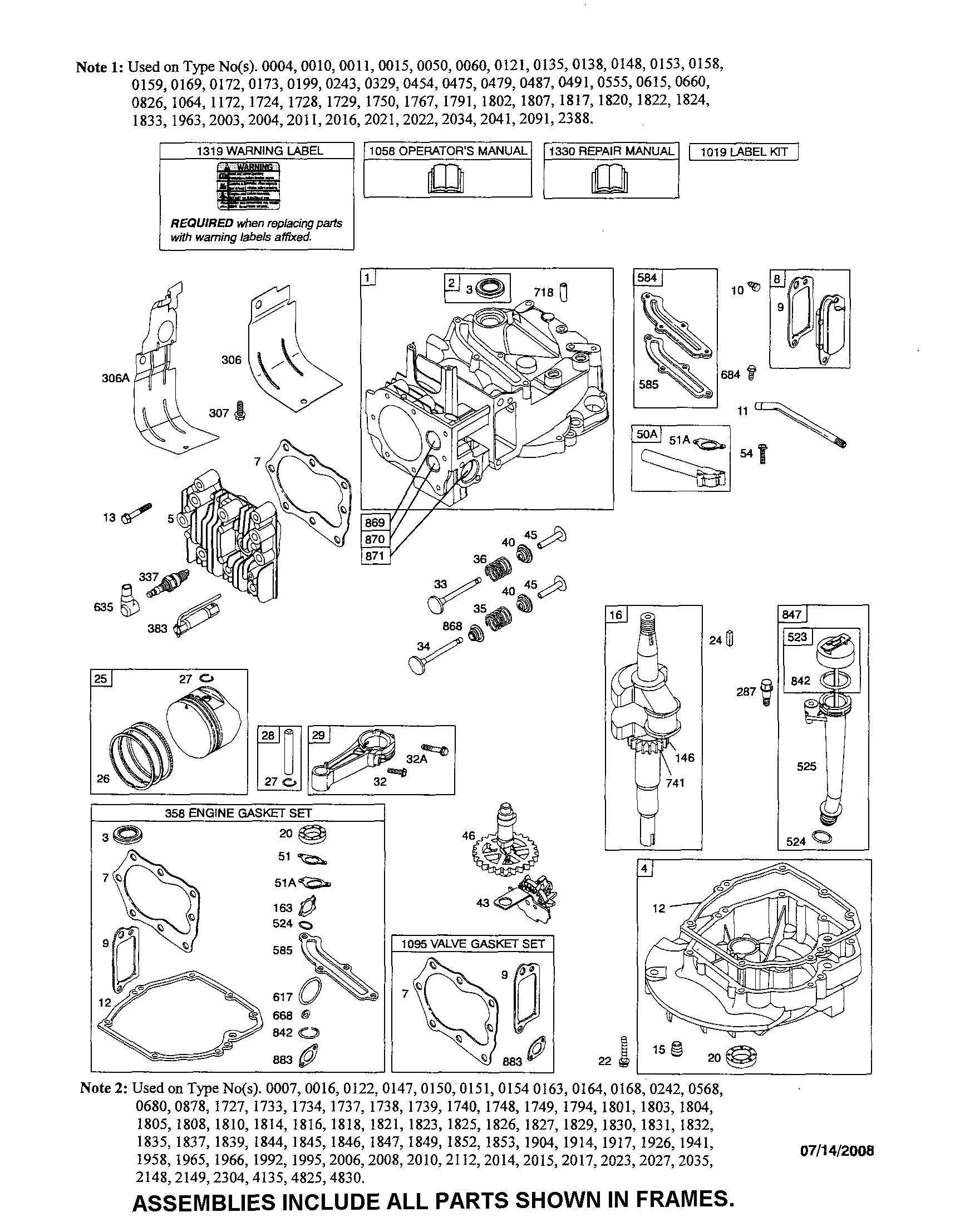Cylinder/crankshaft/sump
