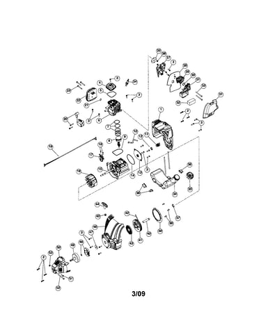 Cylinder/muffler/fuel tank