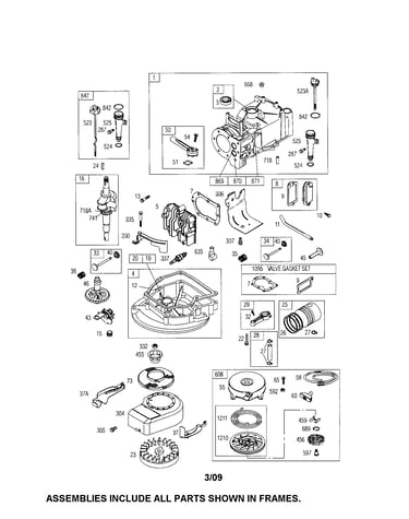 Cylinder/sump/rewind starter