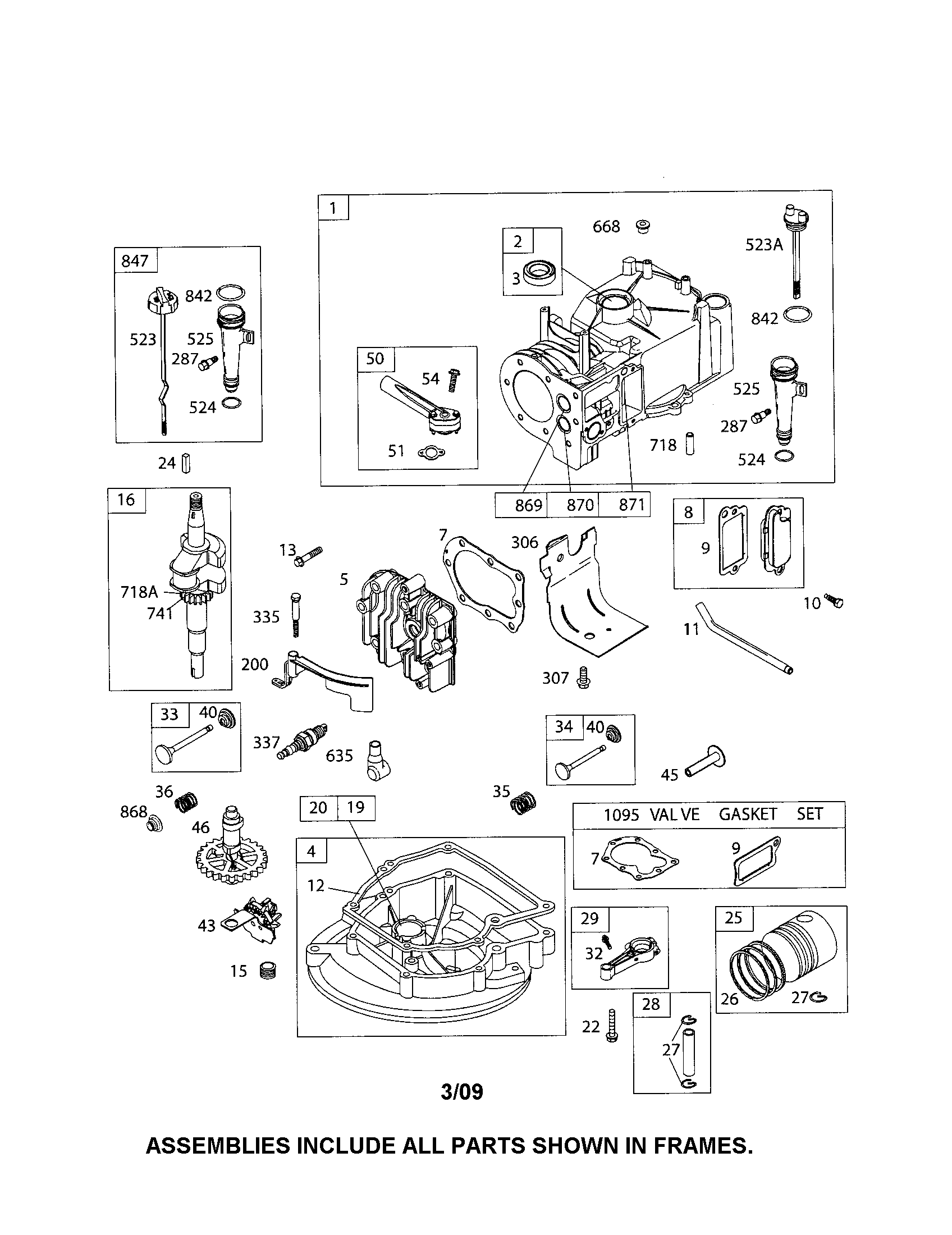 Cylinder/crankshaft/sump