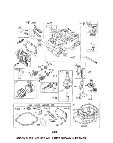 Cylinder/crankshaft/dipstick