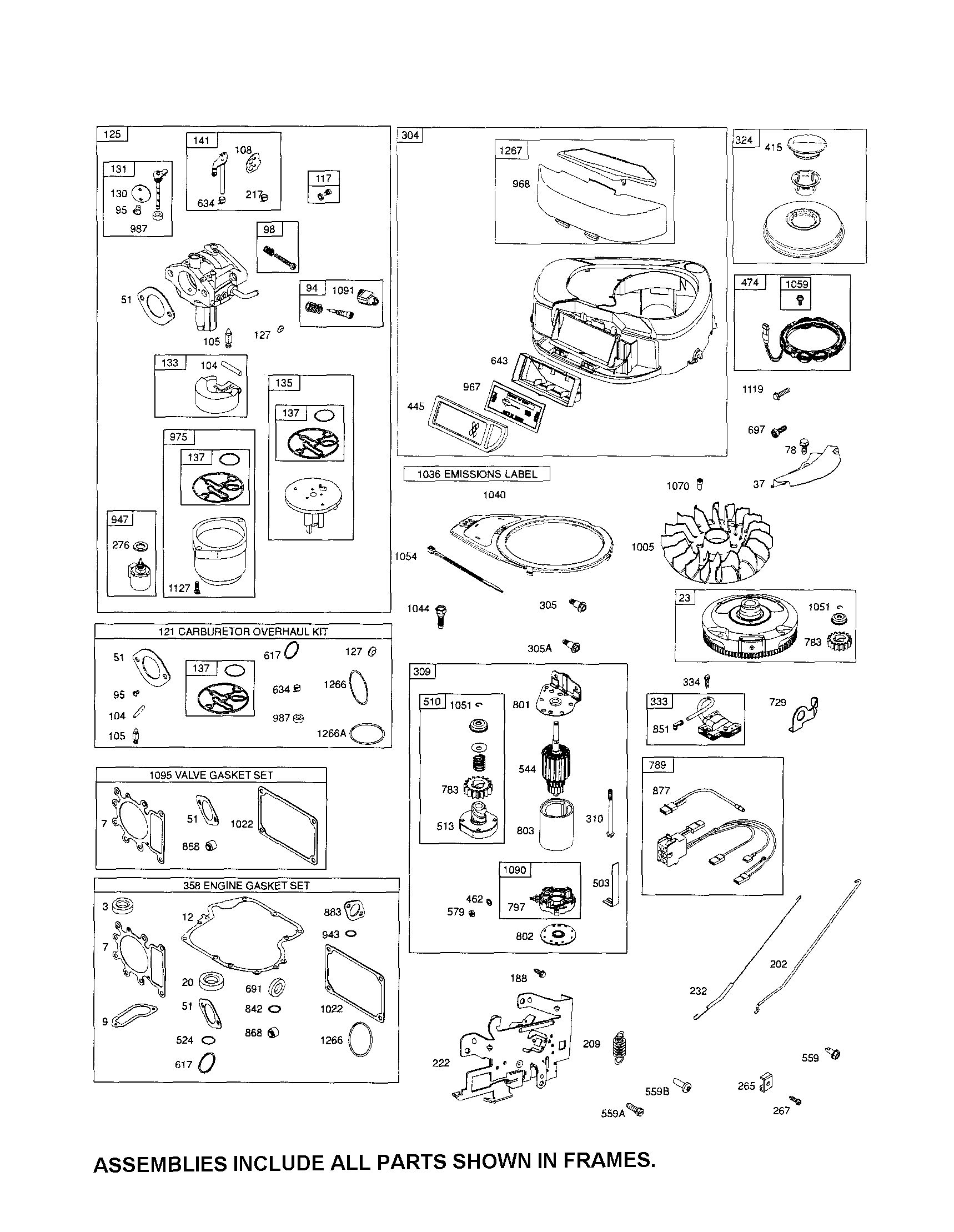 Carburetor/blower/starter motor