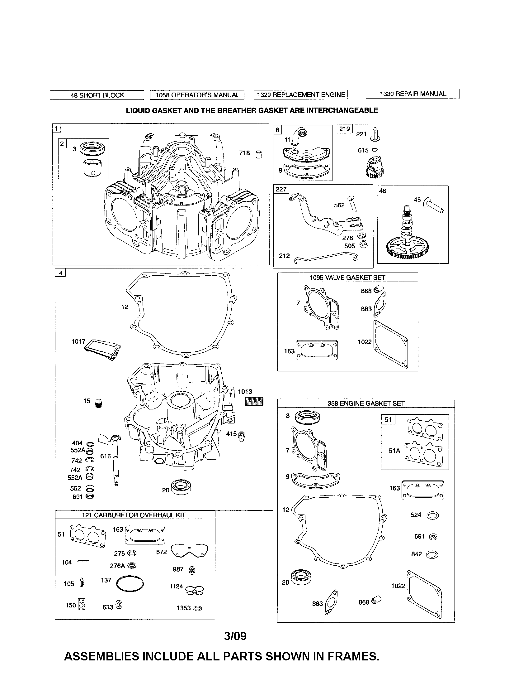 Cylinder/sump/camshaft