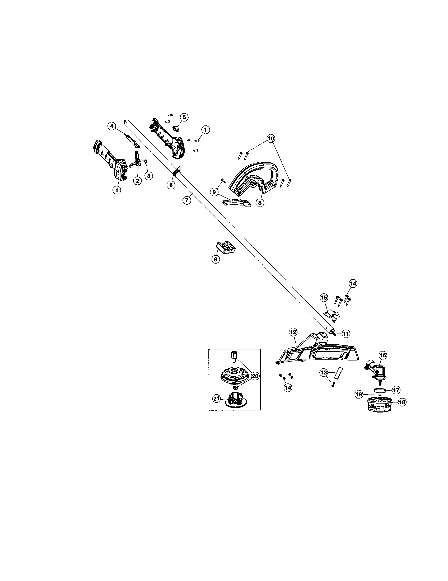 Driveshaft/handle/shield