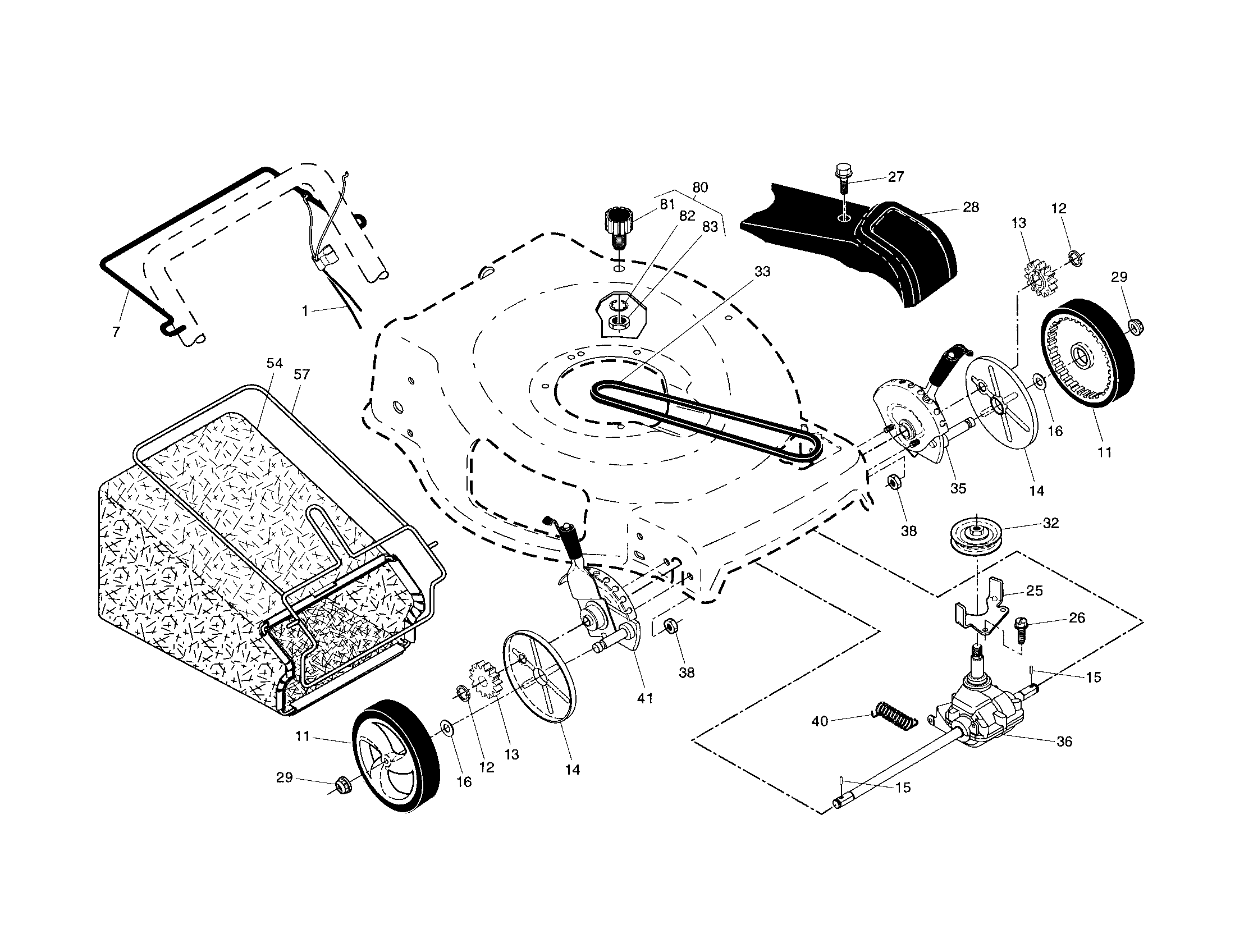 Drive control/gear case/wheels