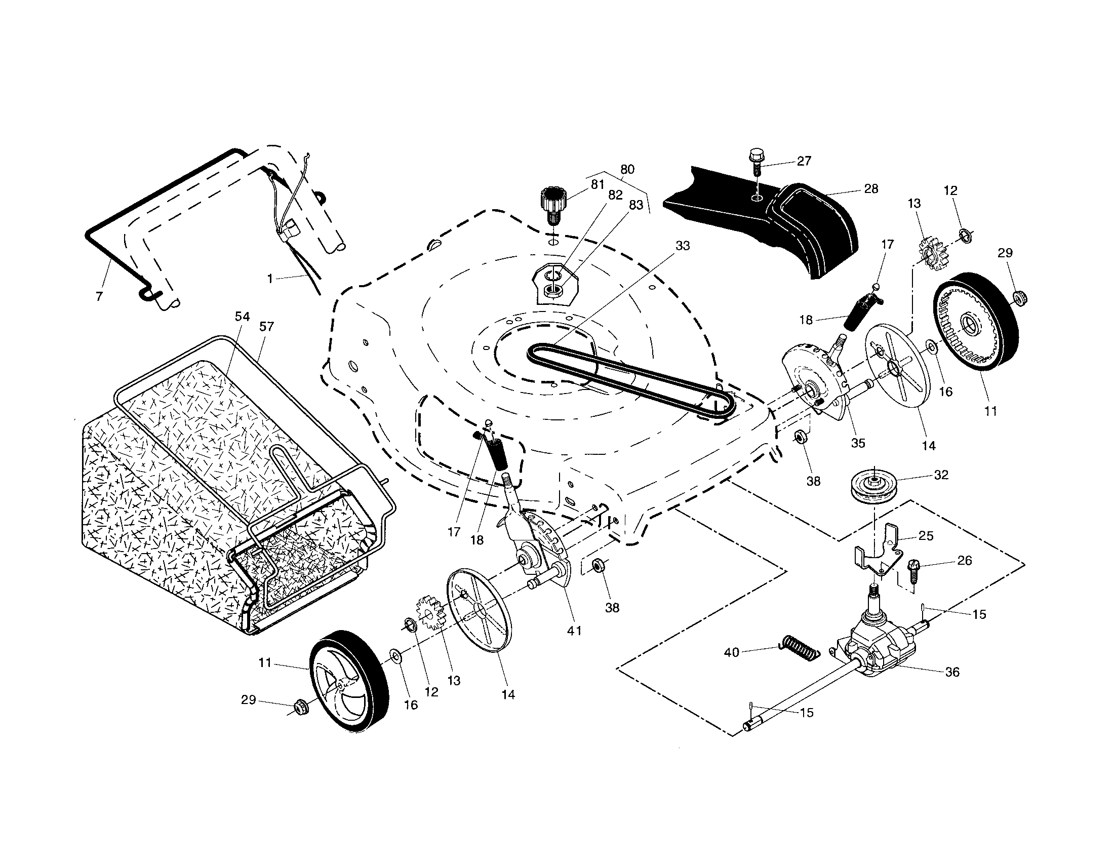 Drive control/gear case/wheels