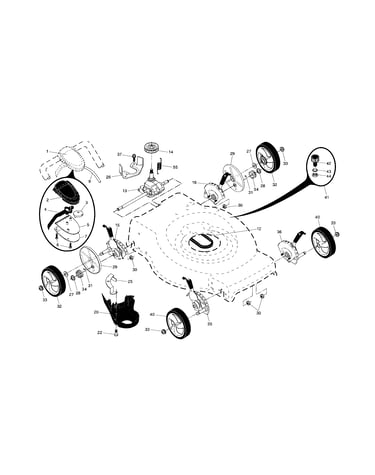 Drive control/gear case/wheels