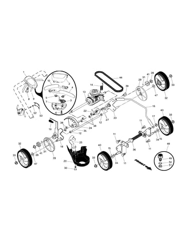 Drive control/gear case/wheels