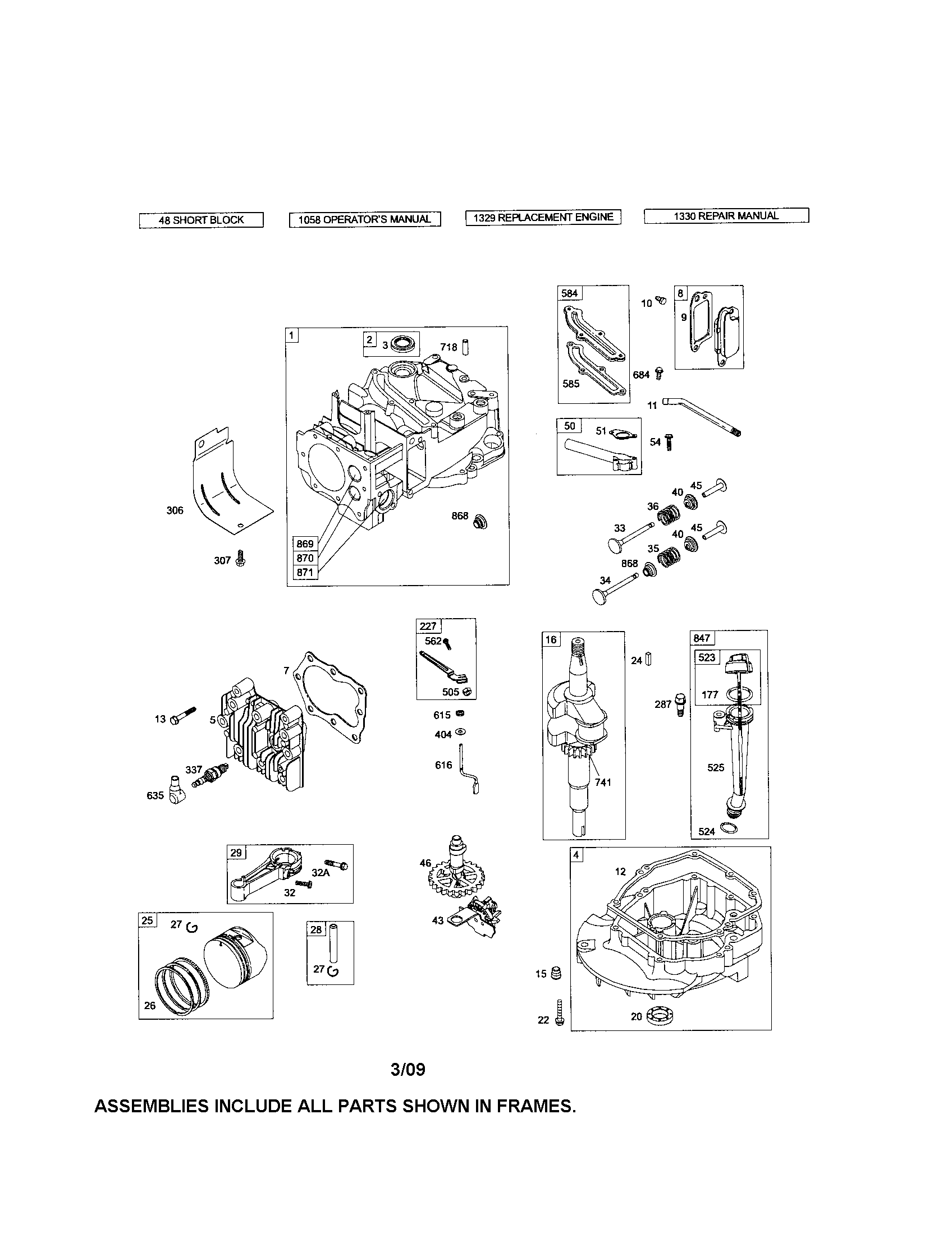 Cylinder/crankshaft/sump