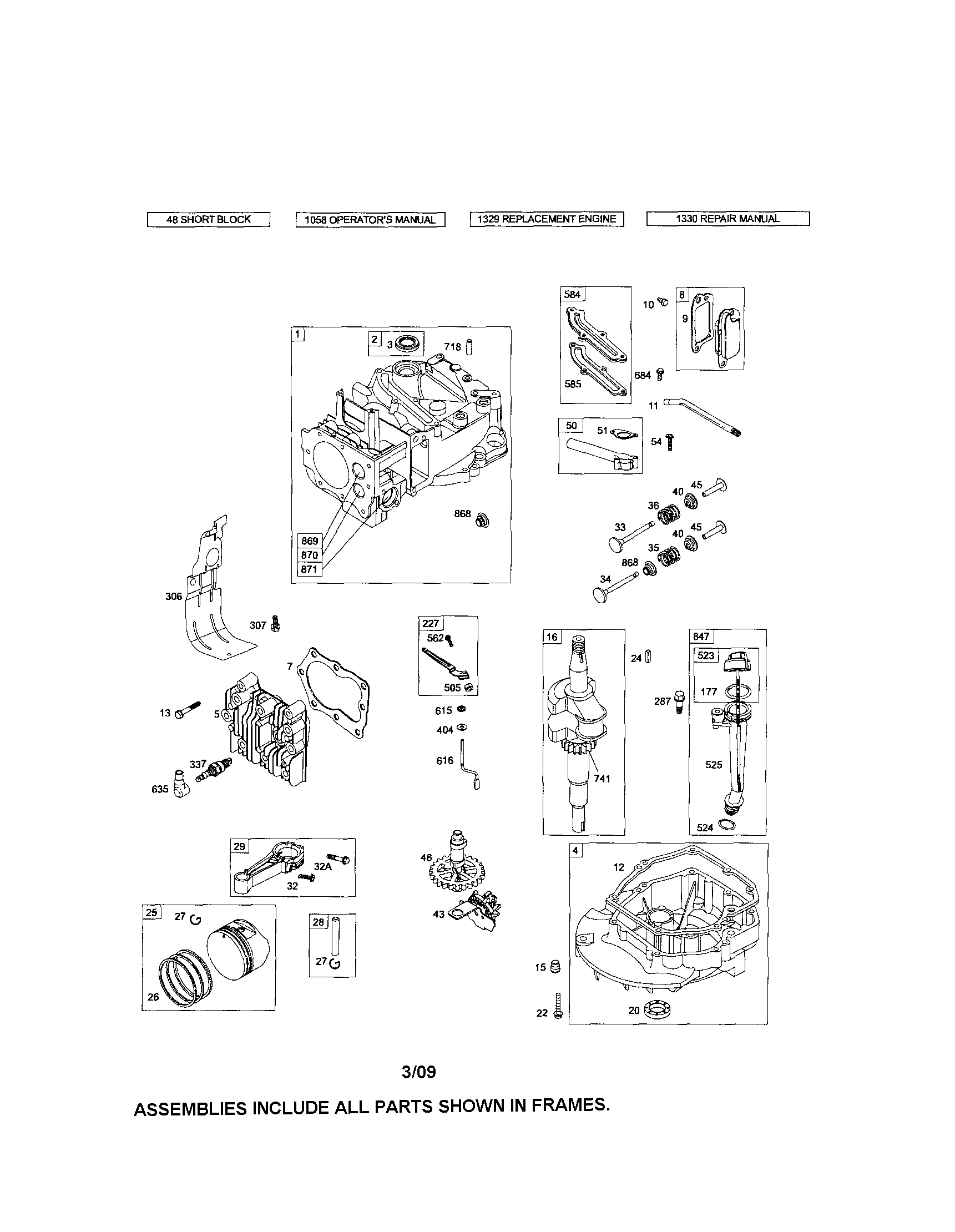 Cylinder/crankshaft/sump