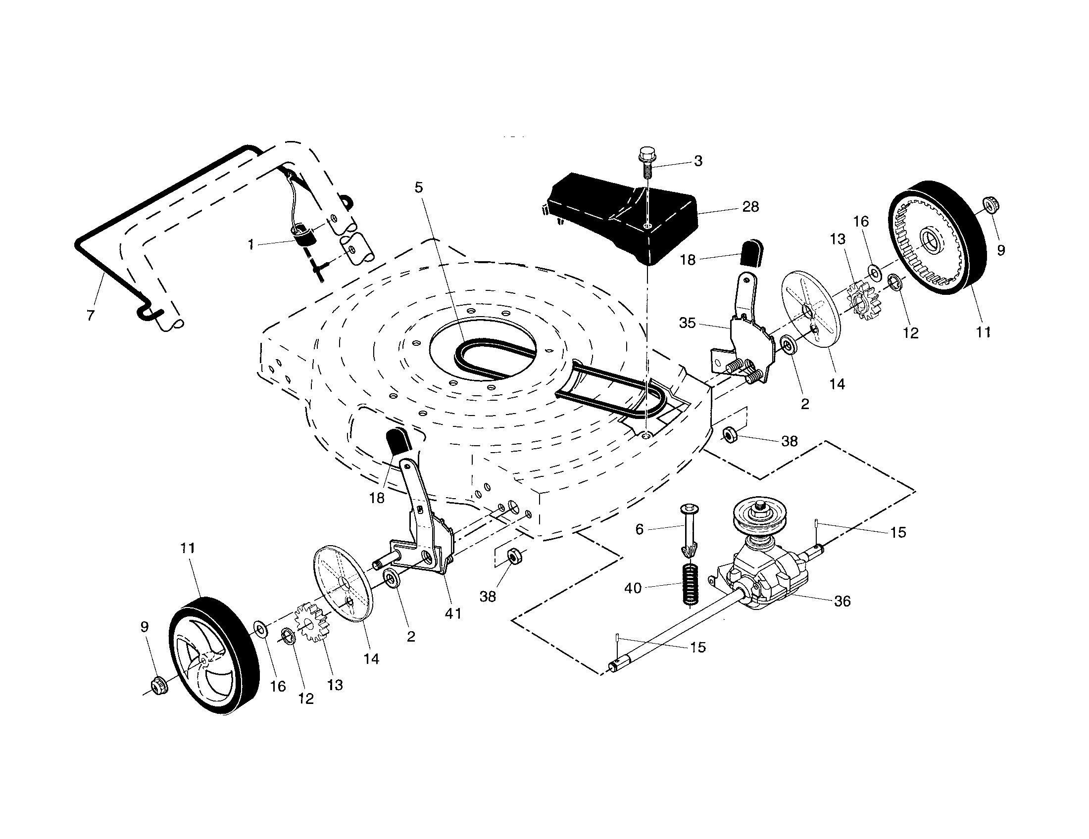Drive control/gear case/wheels