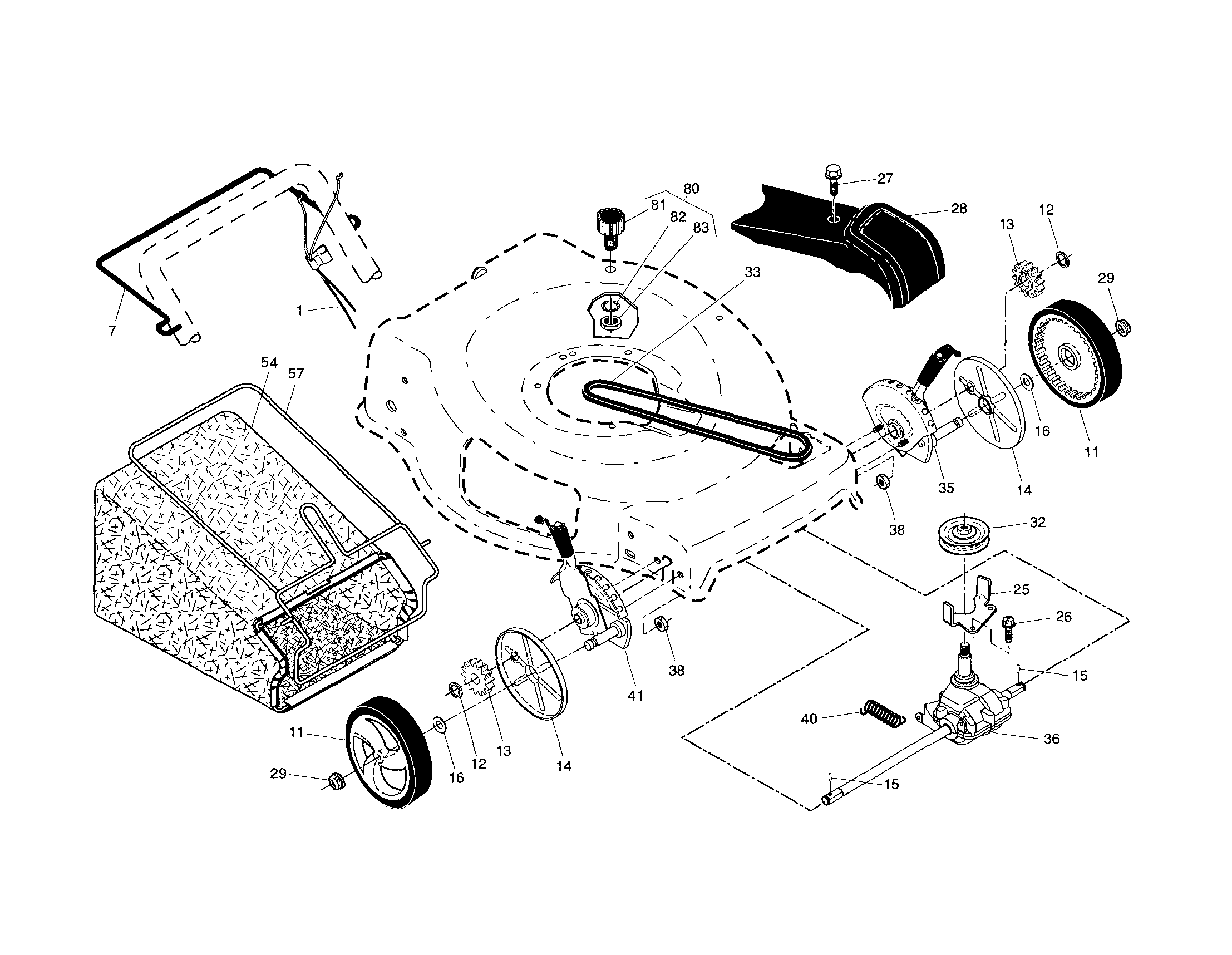 Drive control/gear case/wheels