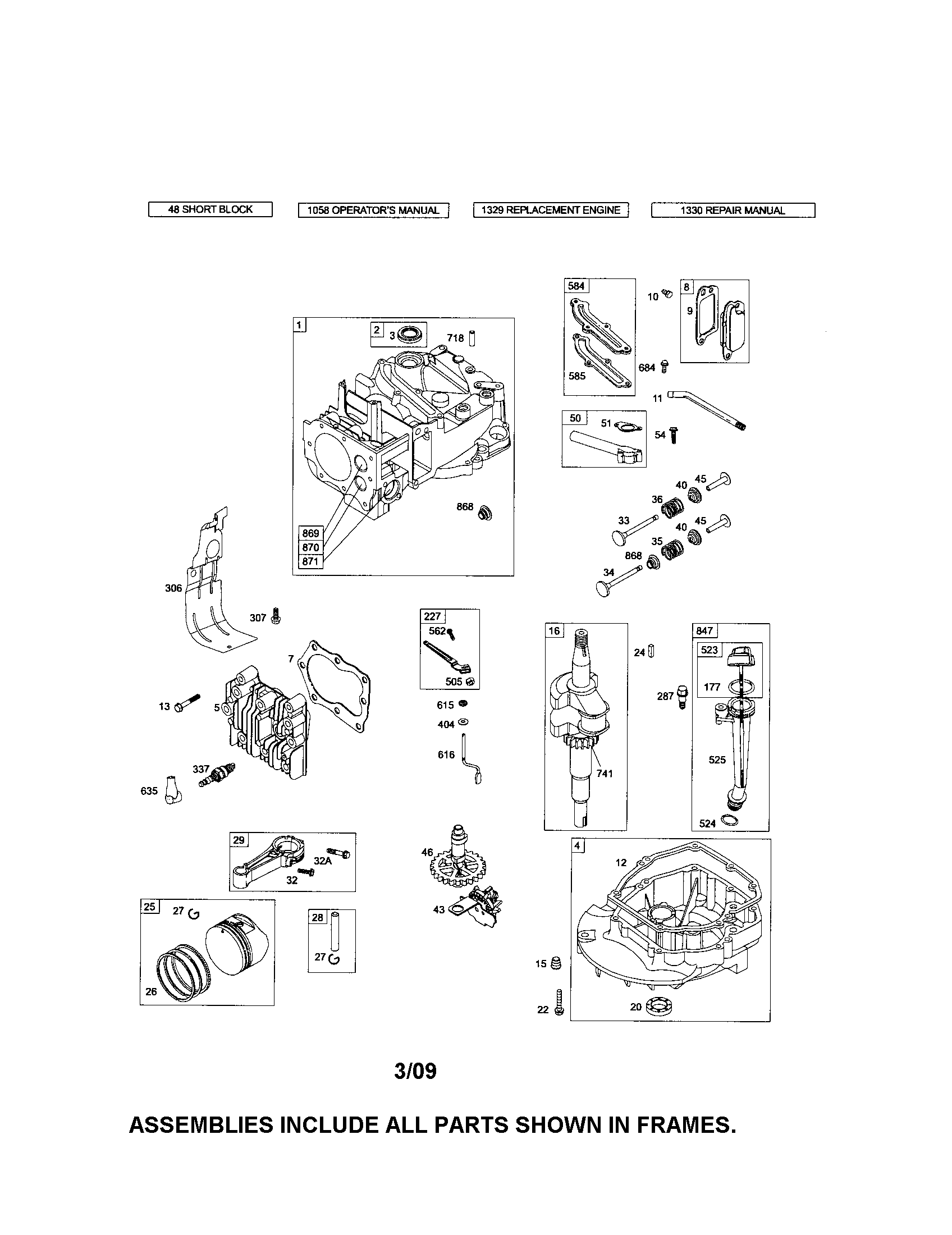 Cylinder/crankshaft/sump