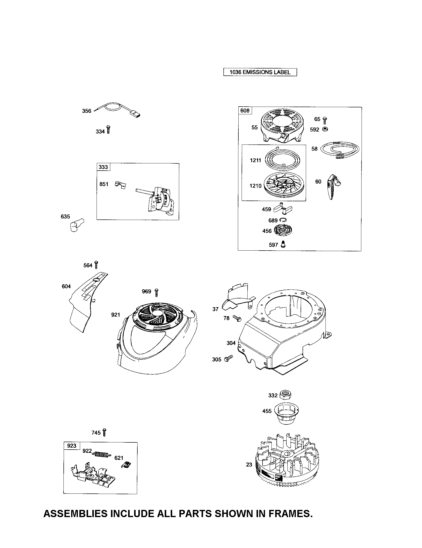 Rewind starter/blower housing