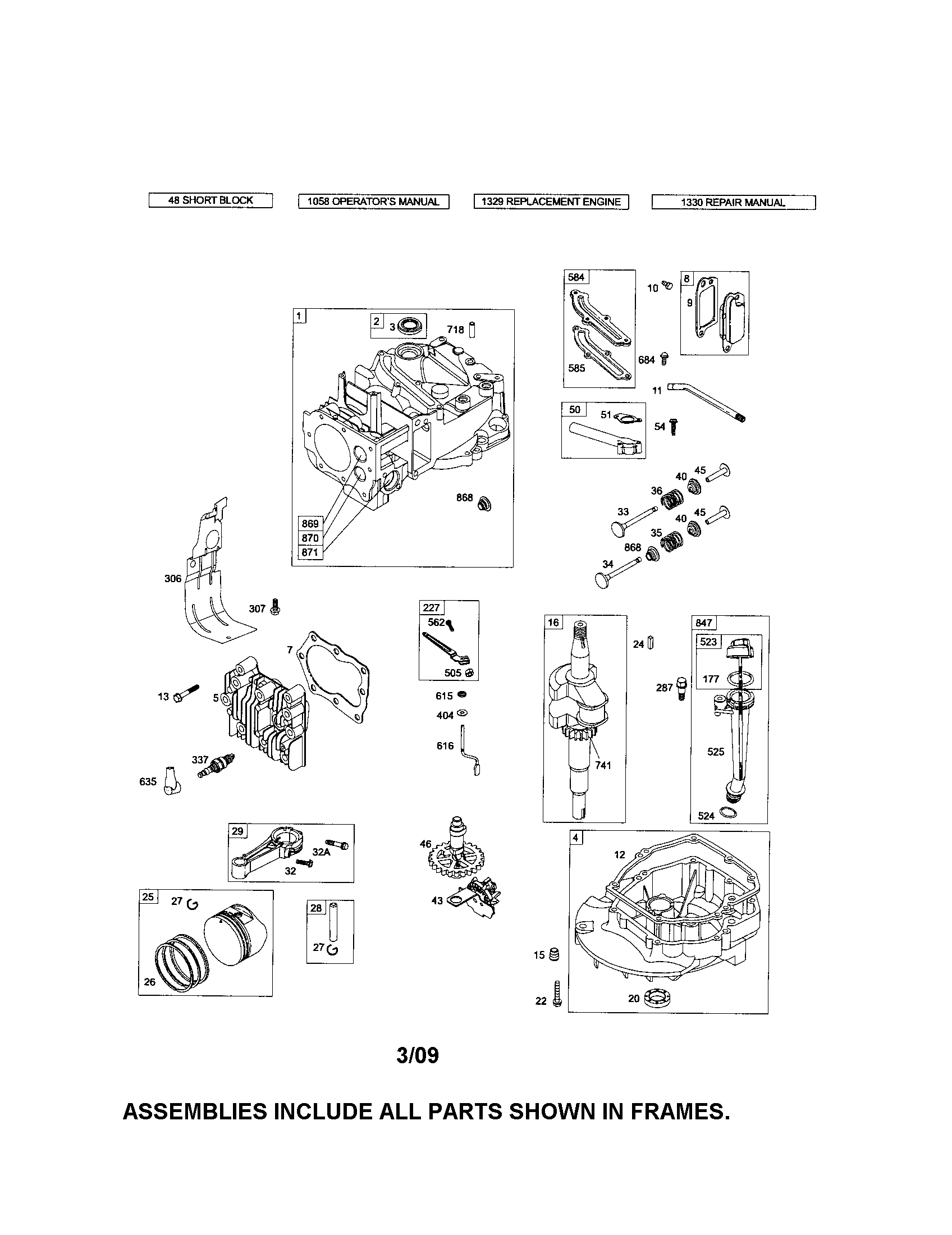 Cylinder/crankshaft/sump