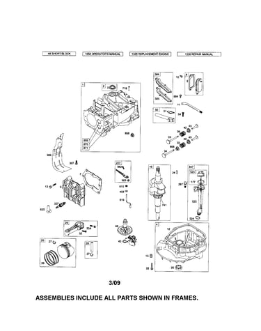 Cylinder/crankshaft/sump