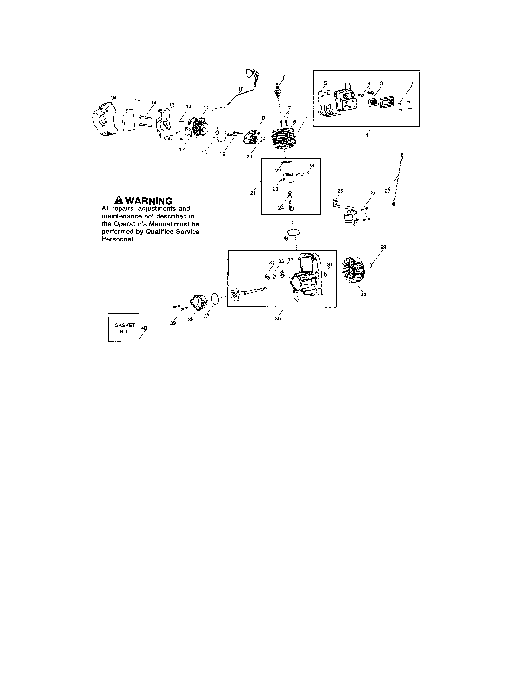 Muffler/crankcase/crankshaft