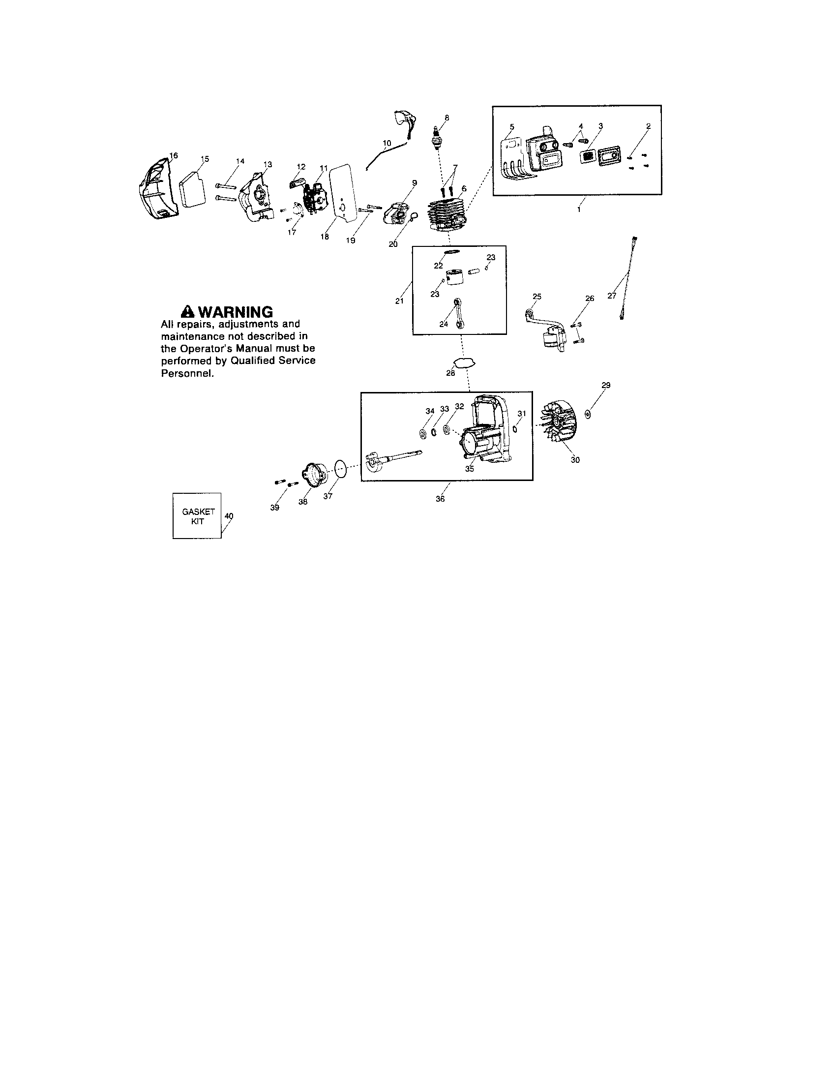 Muffler/crankshaft/crankcase