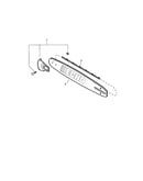 Guide bar/sawing chain/kick guard