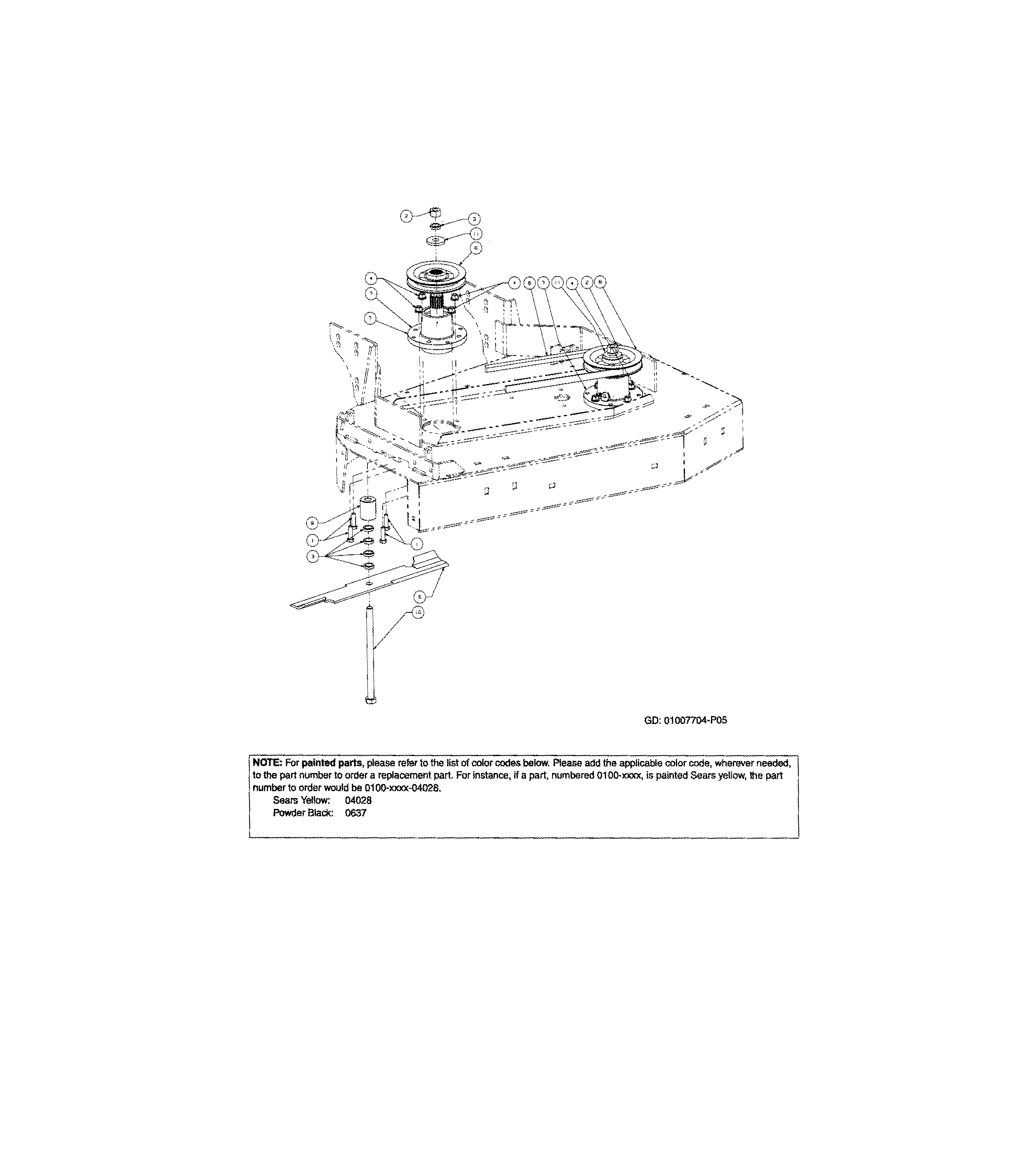Deck pulley/rotary blade