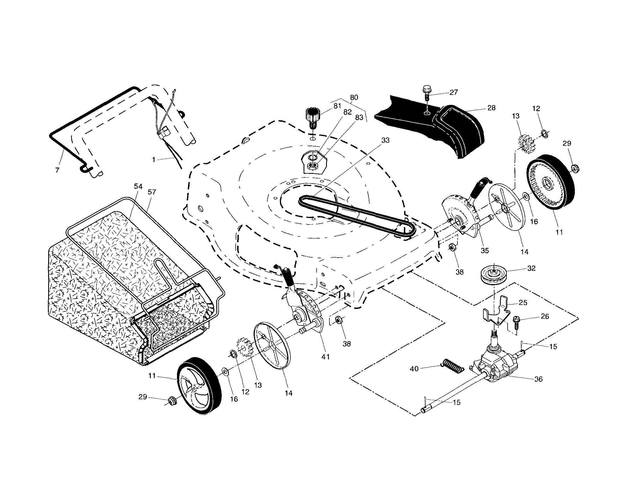 Drive control/gear case/wheels