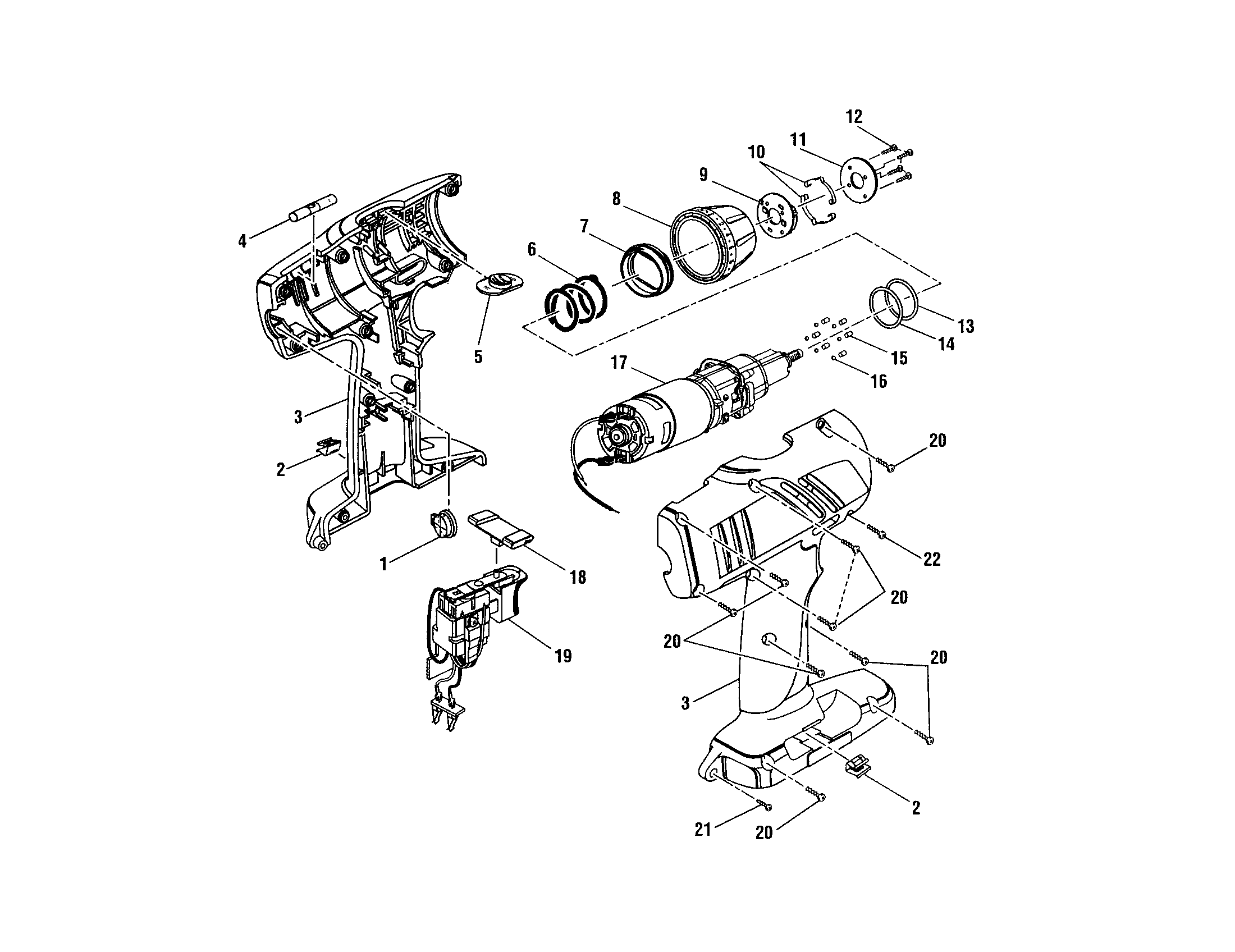 Motor with gear train/housing