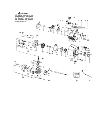 Cylinder/fuel tank/muffler