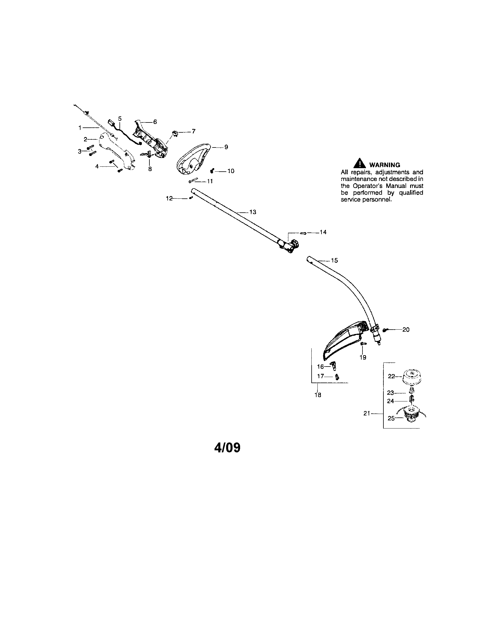 Handle/driveshaft/shield