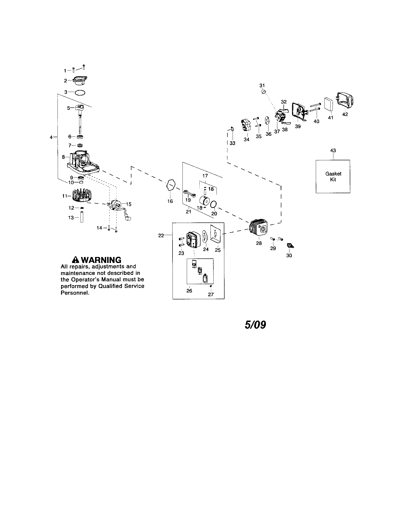 Crankshaft/muffler/cylinder