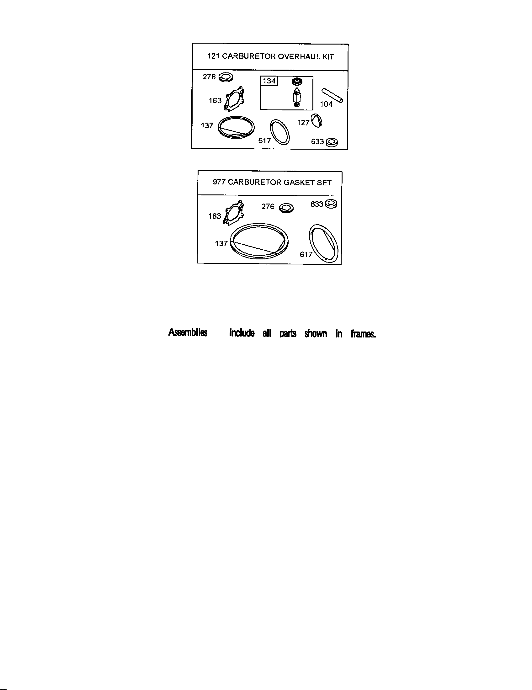 Carburetor overhaul kit