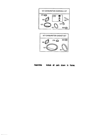 Carburetor overhaul kit
